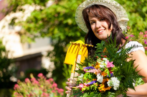 Traditional English garden with lush flowers
